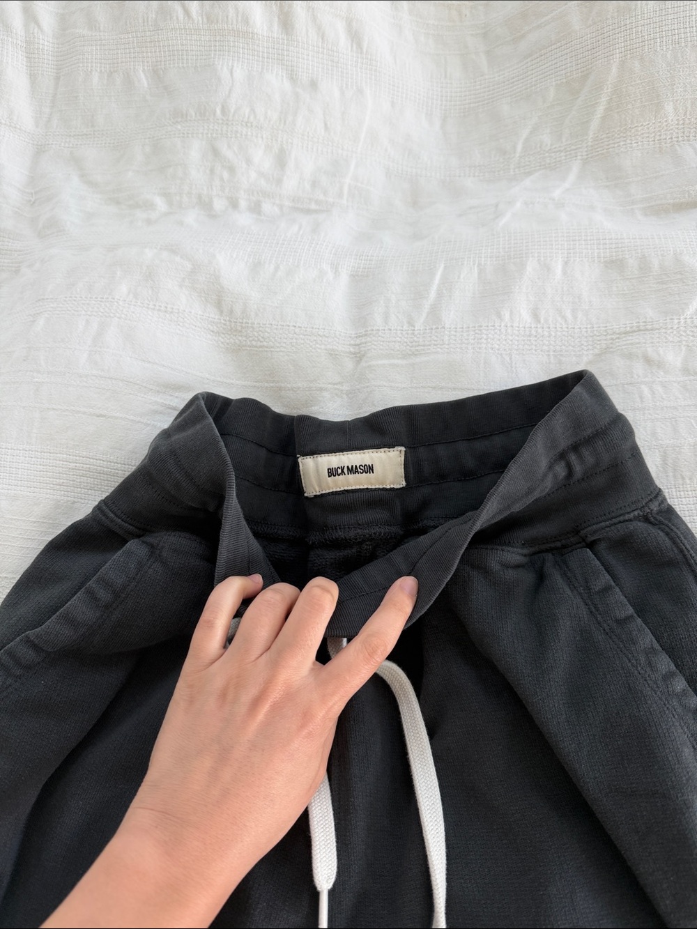 Buck Mason Black Drawstring Knit Joggers